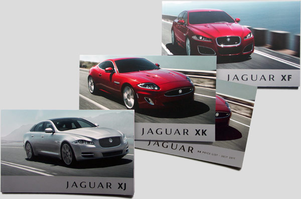 Jaguar XJ, XK and XF brochures.