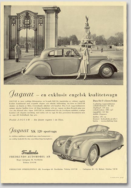 Jaguar Mk V and XK 120 leaflet